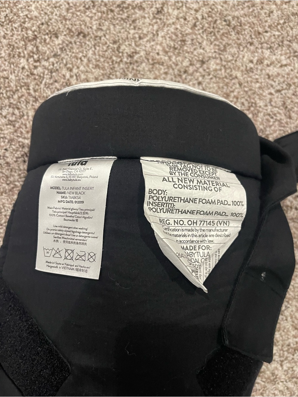 Baby Tula Infant Insert for Standard Baby, Newborn Support Cushion - Picture 5 of 7